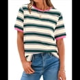 thumbnail image 2 of Camisetas de Corta con Bloques de Color A Rayas, Rosa y Verde, Talla M, 2 of 7