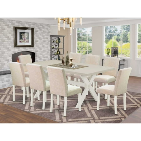 East West Furniture V-Style 7-piece Wood Dining Room Set in Brown Smoke