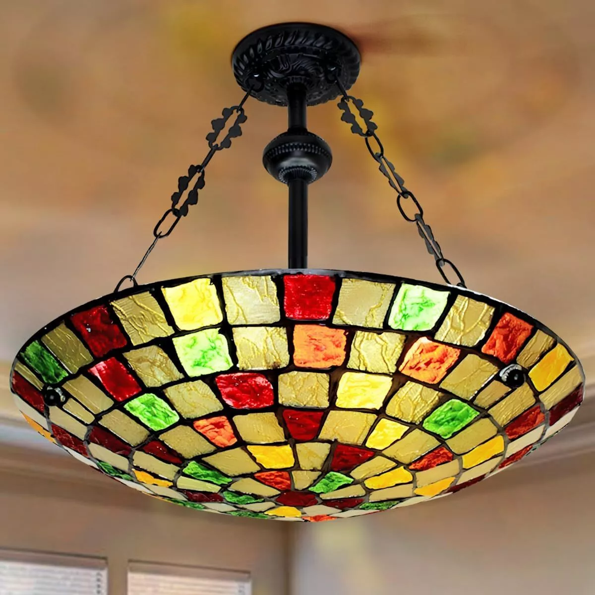 More Change 20" Tiffany Vintage Chandeliers Ceiling Lights 5-Light Hanging Pendant Fixtures