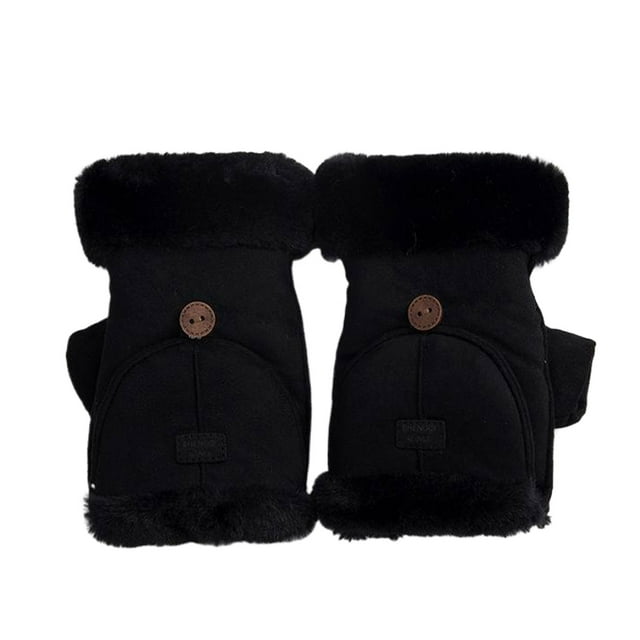 yingyy Cozy For 2 Winter Faux Flip Colors Warm With Mittens For Women Gloves Mittens Trendy Pairs Mittens For Weather Black
