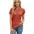 thumbnail image 1 of Tops de Verano con Mangas para Mujer, Suéter Informal de Punto de Corta, Camisas Holgadas Naranja Rojo L, 1 of 9