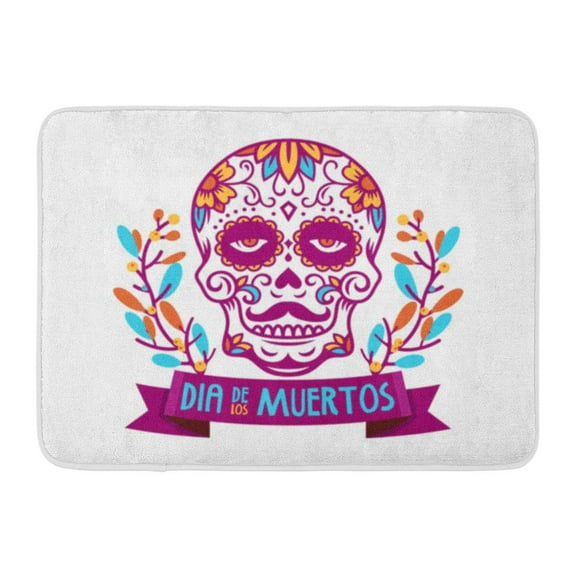 GODPOK Celebration Colorful Carnival Calavera Dia De Los Muertos Sugar Skull Cartoon Culture Rug Doormat Bath Mat 23.6x15.7 inch