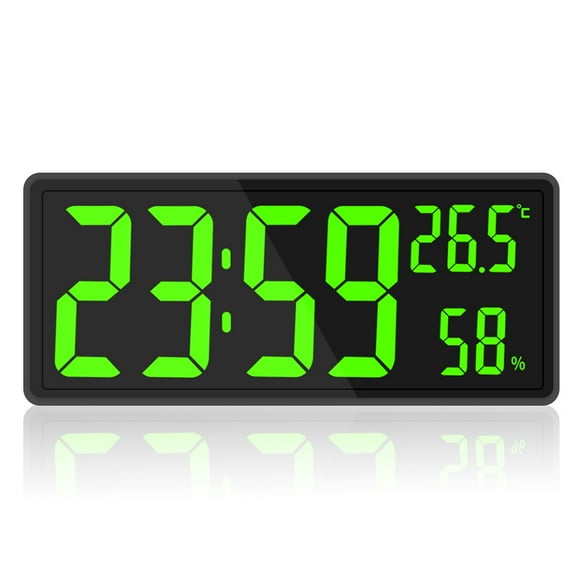 Digital Clock Large Display, Large Digital Wall Clock with Temperature and Humidity, Digital Wall Clock with LED Numbers for Bedroom, Office, Clear Read for Elderly