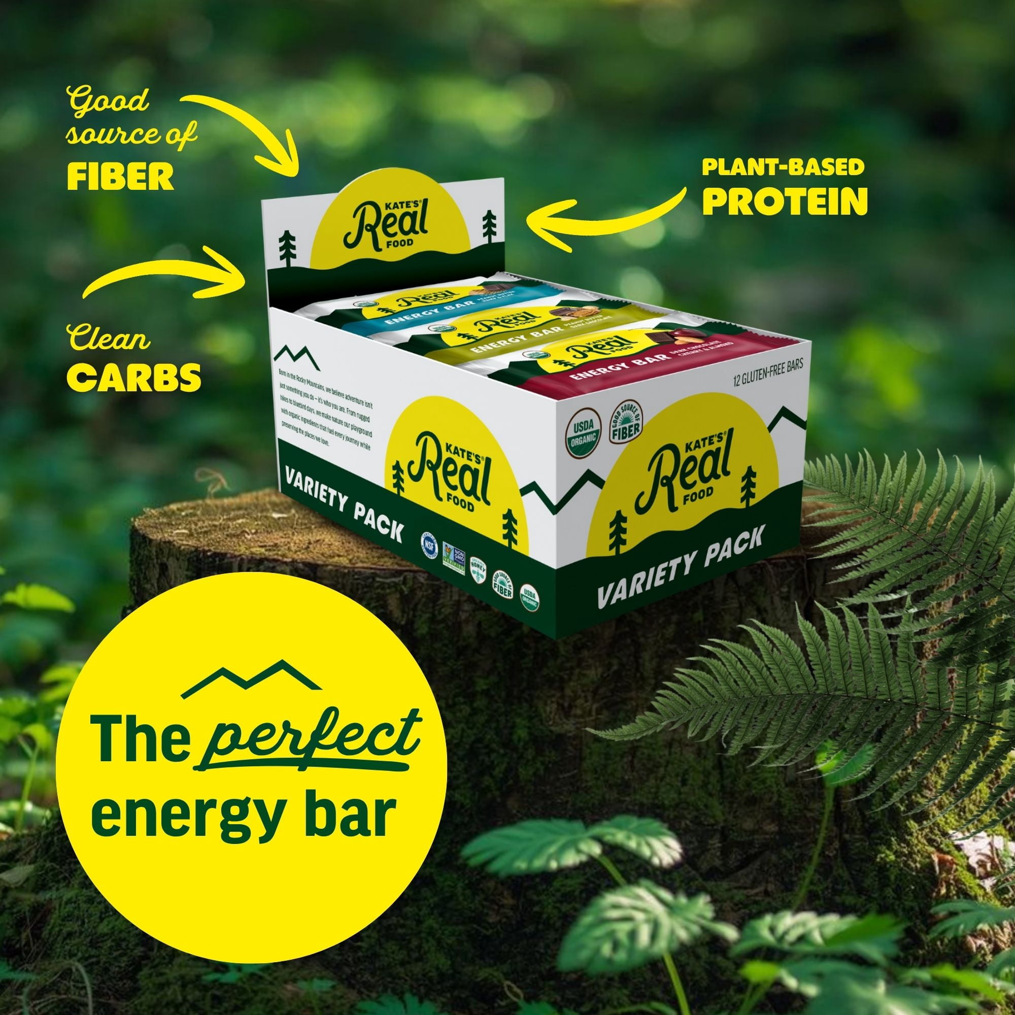 Kate’s Real Food Organic Granola Variety Pack All Natural Granola Bars - Non GMO, Soy Free, Whole Grain, and Made with Gluten Free Oats - 12 count
