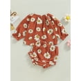 thumbnail image 4 of Seyurigaoka Baby Girls Spring Clothes Set Infant Daisy Print Long Sleeve Crew Neck Tops + Elastic Waist Shorts 2Pcs Suit, 4 of 8