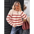 thumbnail image 4 of Suéter Corto de Cuello Redondo para Mujer, Larga, Tejido Grueso, Estilo Jersey, Ideal para Otoño Albaricoque Rojo M, 4 of 7