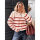 thumbnail image 4 of Suéter Corto de Cuello Redondo para Mujer, Larga, Tejido Grueso, Estilo Jersey, Ideal para Otoño Albaricoque Rojo L, 4 of 7