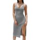 thumbnail image 3 of TaTaai Womens Knitted Long Spaghetti Strap Hollow Out Dress Solid Color Casual Fashion Soft Stretchy Comfortable Dress for Spring Summer Daily Vacation Wear Gift, 3 of 7