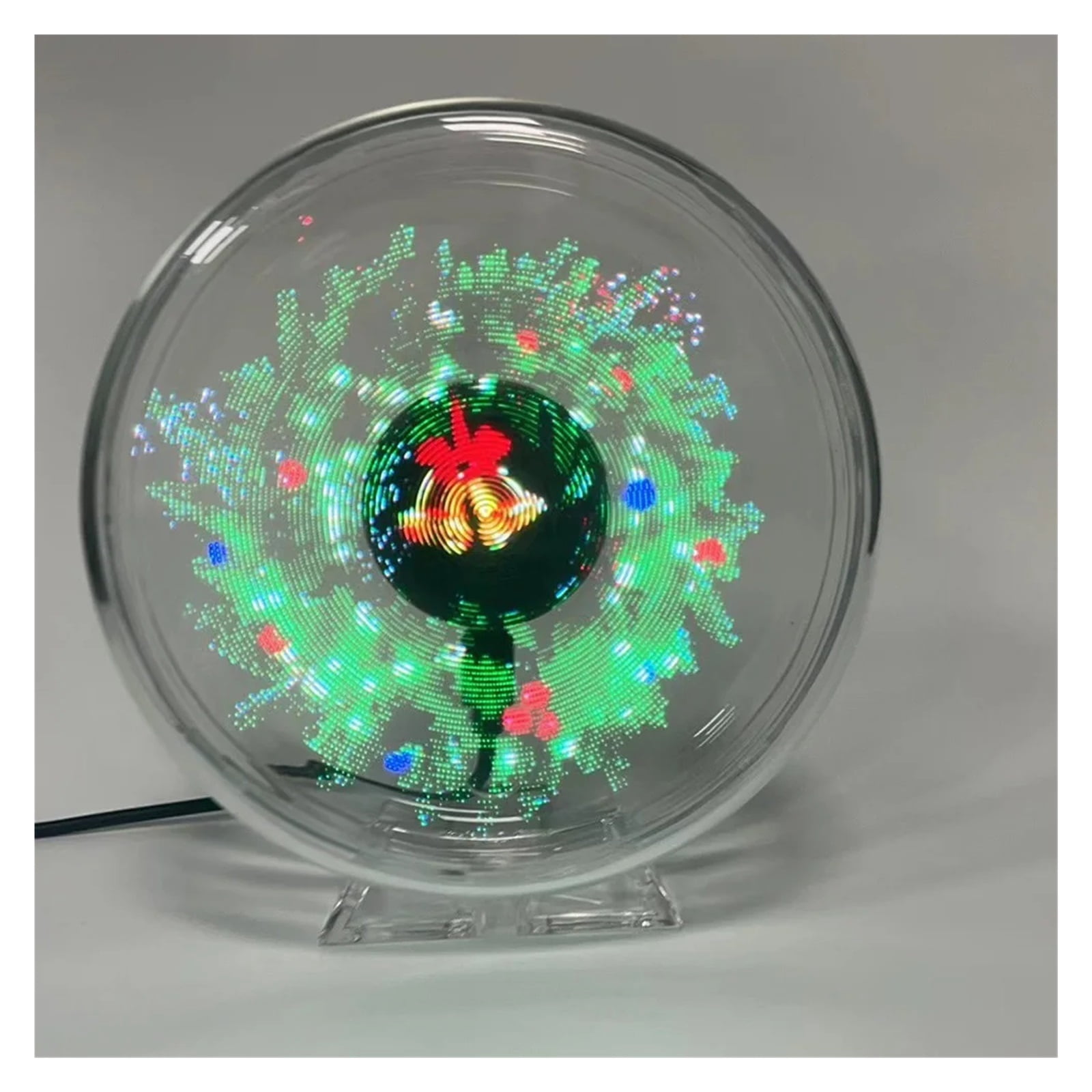 Hologram Fan Projector, 5.5in/14cm 3D Holographic Projector With Transparent Cover Bracket 128 LED Hologram Desktop Advertising Christmas Halloween Gift