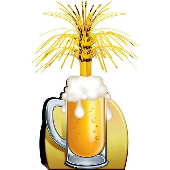 Party Central Club Pack of 12 Yellow and White German Oktoberfest Beer Mug Table Centerpieces 15"