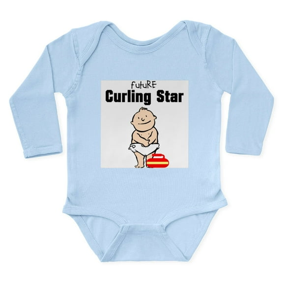 CafePress - Curling Body Suit - Long Sleeve Cotton Baby Bodysuit