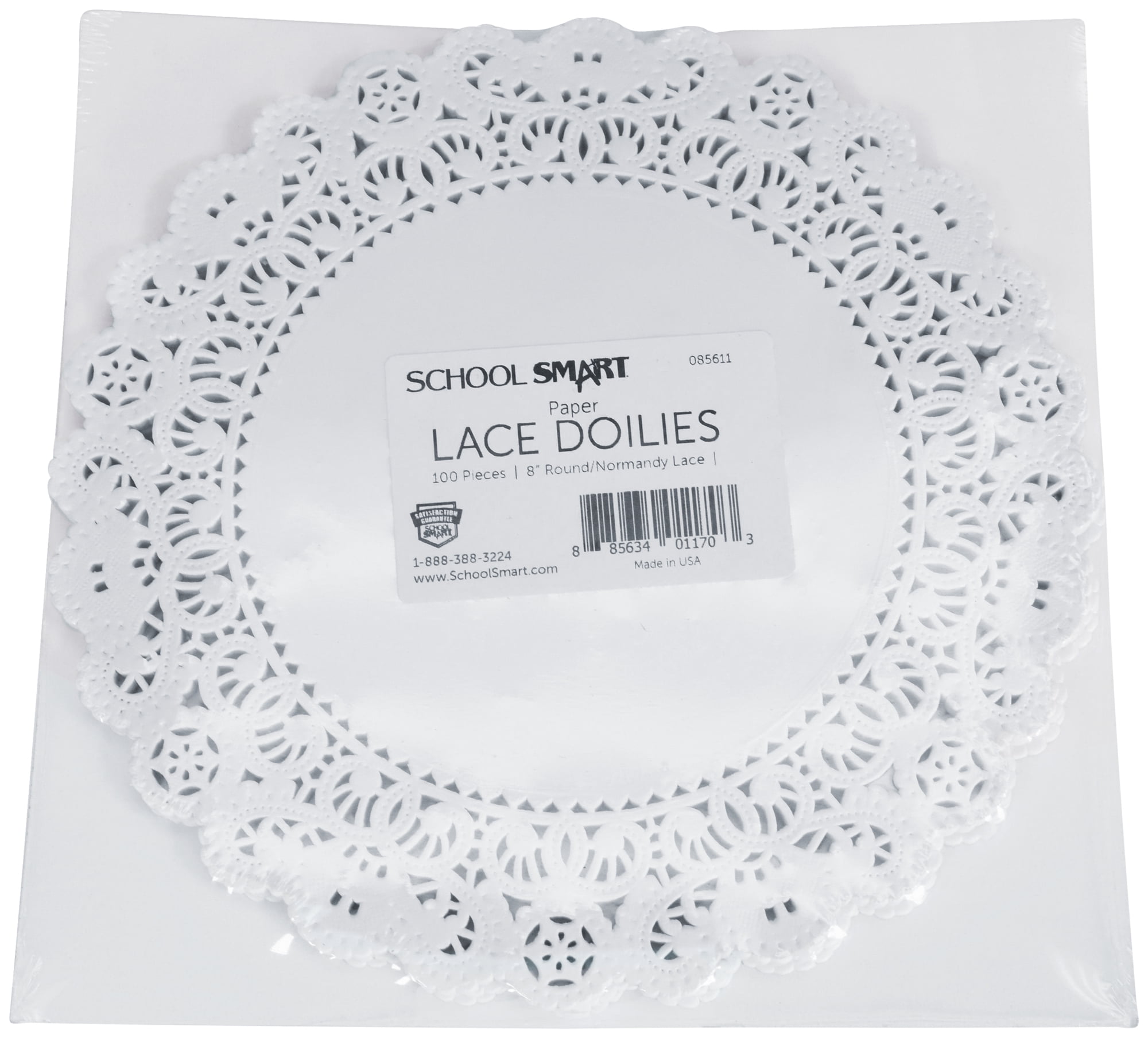 School Smart Round Paper Lace Doilies - 4 inch - Pack of 100 - White