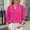 Hot Pink Tops for Women, variant on Stylish Keyhole V Neck Puff 3/4 Length Sleeve Womens Tops Dressy Casual Chiffon Work Blouses Pleated T-Shirts Loose Fit Shirts Hot Pink 4-6
