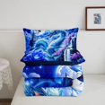 thumbnail image 4 of Manfei Japanese Dragon Animals Twin Comforter Sets,Eastern Flower Moon Bedding Set,Blue,Navy Blue Reversible,2 Pieces,1 Comforter and 1 Pillowcase, 4 of 6