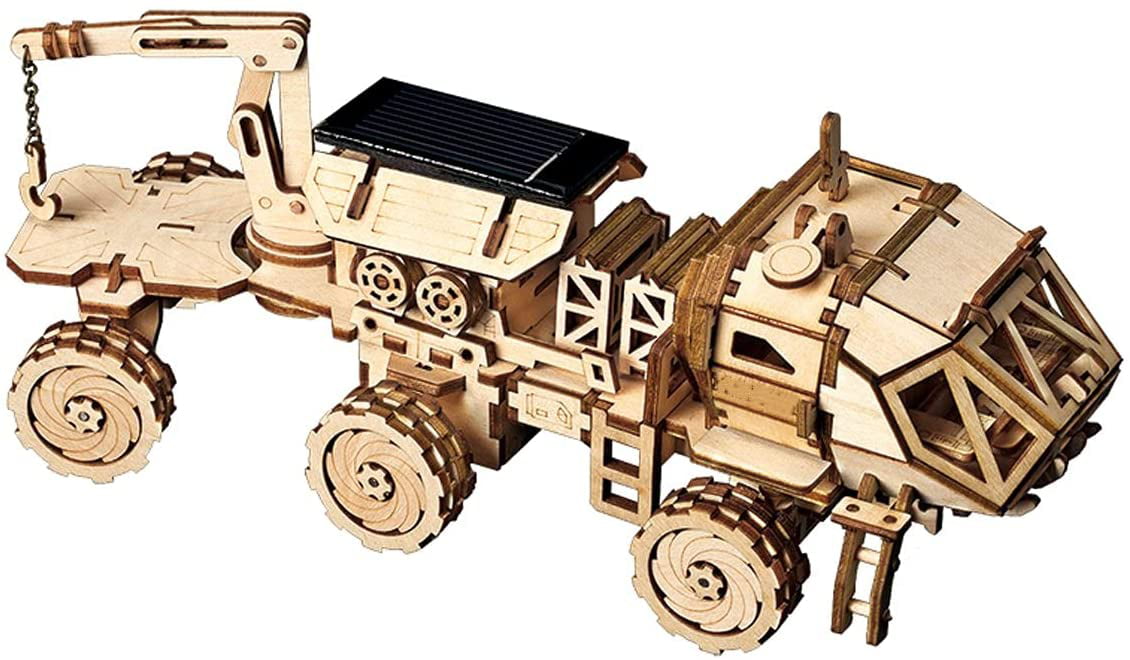 Boys & Girls Kids 3D Wooden Puzzle Solar Car 3-in-1 STEM Science Kit Toy to Build Wood Models Including Solar Power Vehicle Electronic Tank and Plane Toys Set DIY Educational Play Set for Aldults