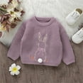 thumbnail image 2 of JAHH Easter Outfit for Kids Baby Girl Valentines Day Outfit Love Heart Sweet Long Sleeve Sweater Tshirt Crewneck Tops Fall Winter Clothes(9-12 Months,Purple), 2 of 4