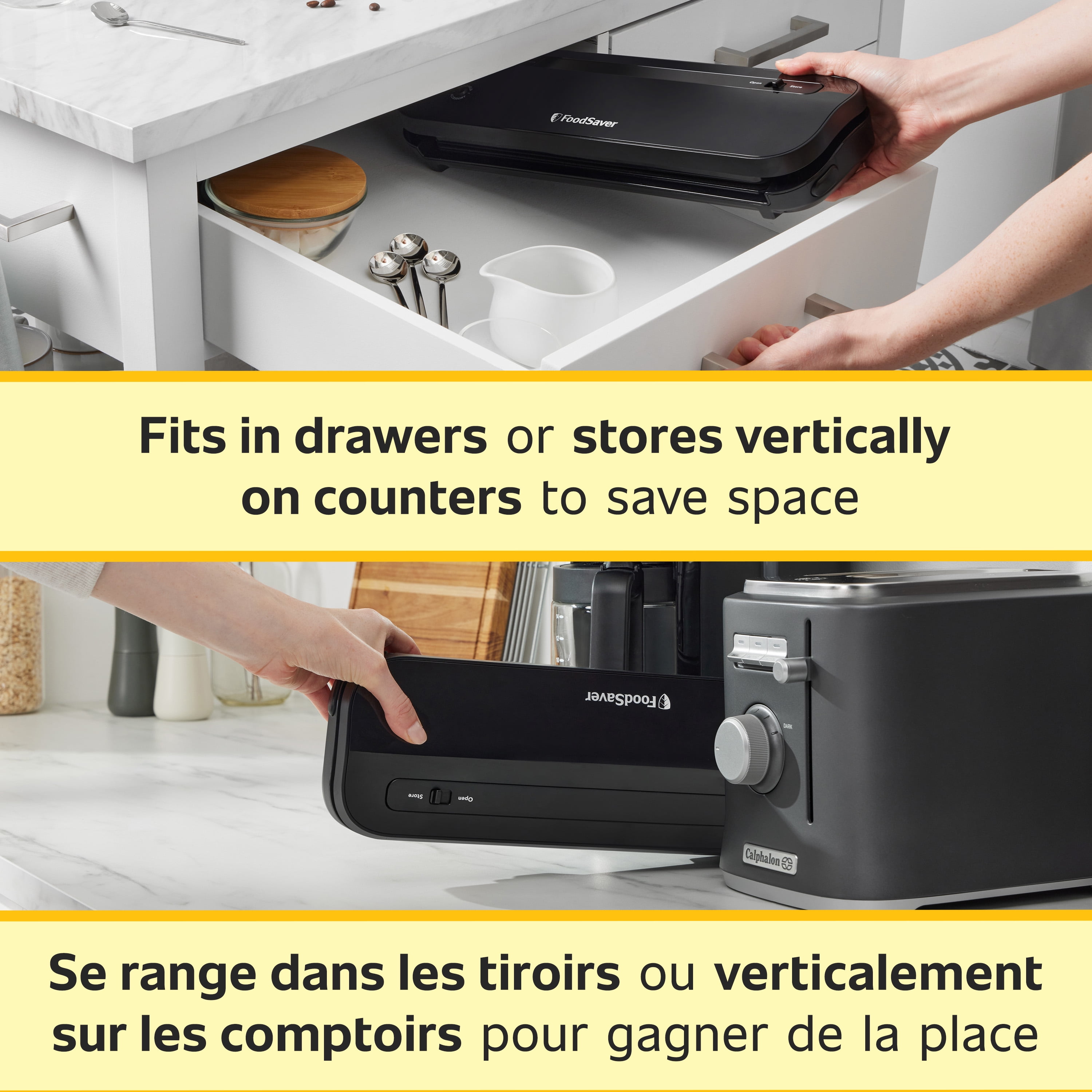 FoodSaver VS1210 Space Saving Vacuum Sealer with 1 Roll and 4 Bags, Black