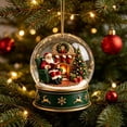 thumbnail image 5 of ZENVIVE Charming Christmas Snow Globe Ornament, 3.5 Inch Resin And Glass Hanging Piece With Gold Cord, Festive Village Scene Display For Tree Home Party, Santa Chair Fireplace Scene, 5 of 8
