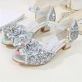 thumbnail image 5 of Viluyesy Girls Summer Pearl Bow Sandals - Kids High Heels Princess Dress Shoes Crystal Wedding Party Pageant Sparkly Mid-Large Size 4-12Y Silver Size 1 M, 5 of 7