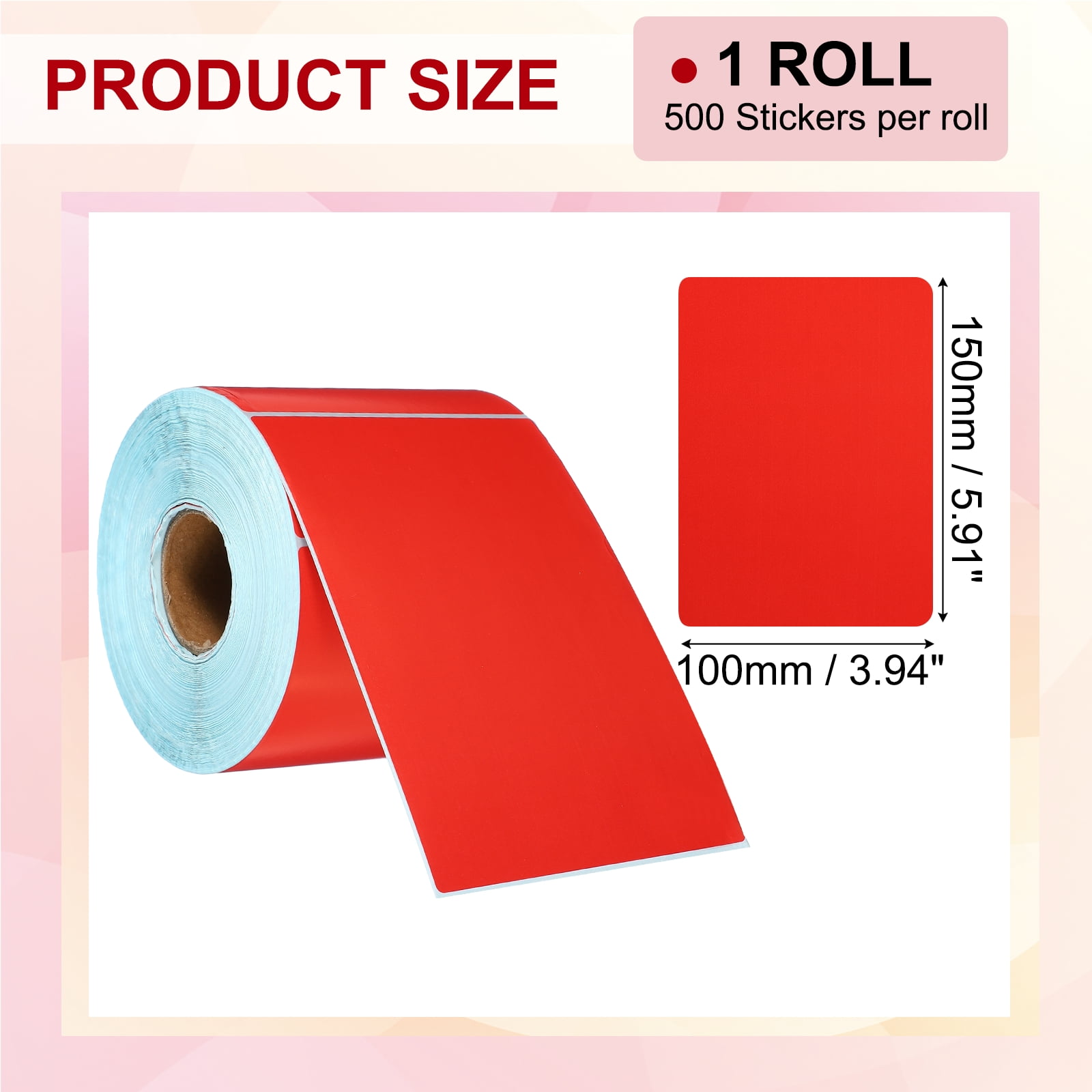 Uxcell 500Pcs Thermal Labels 3.94x5.91" Thermal Printer Labels Stickers Self Adhesive Tags Rectangle Paper Roll Small for Printer Shipping Label Mailing UPS Barcode Address Red