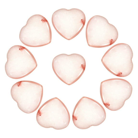Uxcell 10 Pcs Natural Heart Shaped Crystal Stone, 0.8 Inch Mini Polished Love Gemstone Crystal, Pocket Rock Engraved Worry Stones for Women Gifts Meditation, Watermelon Red