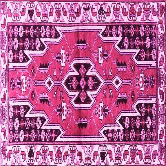 Ahgly Company Indoor Square Persian Pink Traditional Area Rugs, 5' Square