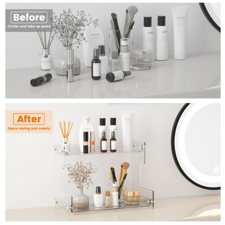 2 Tier Bathroom Counter Organizer Premium Countertop Cosmetic