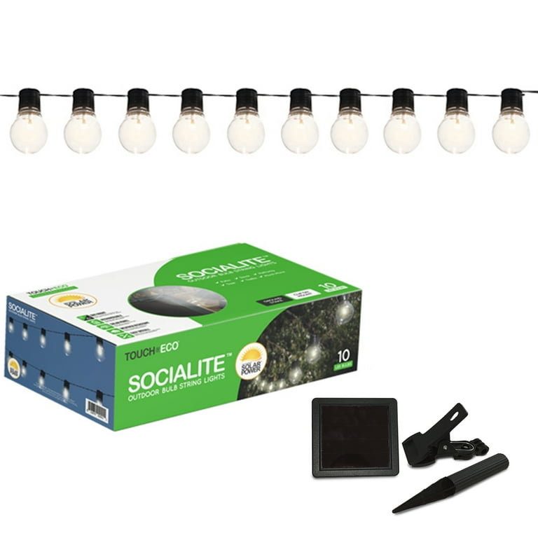 20 Foot Solar Powered Patio Bulb String Lights With 10 Globe Style LED Bulbs 20 Foot Solar Powered Patio Bulb String Lights With 10 Globe Style LED Bulbs