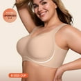 thumbnail image 5 of TEVEQ Womens Wireless Bras Comfortable Push Up Bra No Underwire Bra Full Support Lift Bralette Everyday Seamless Tshirt Bras for Older Comfy Convenient Front Closure Bras Full Coverage Bra Beige L, 5 of 7