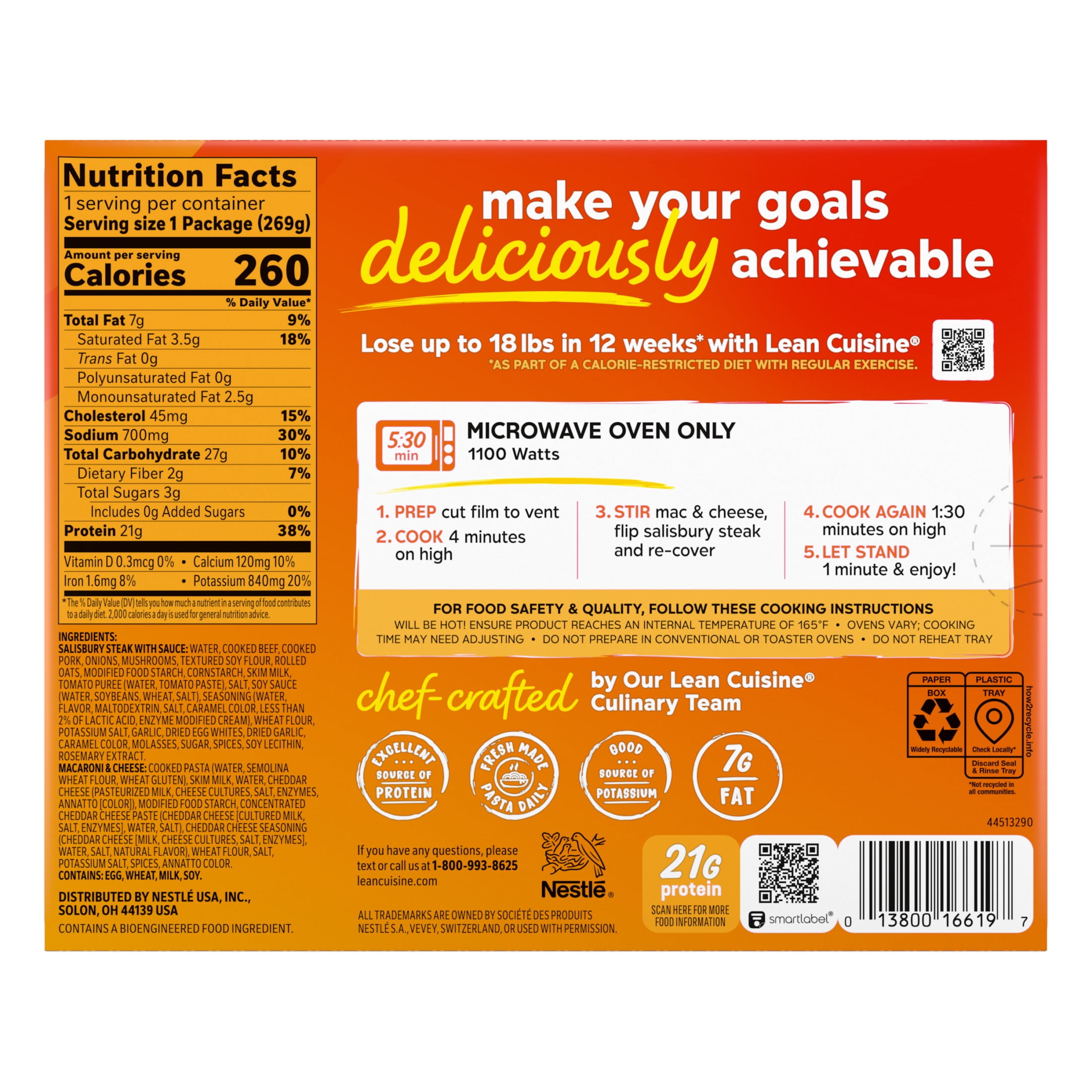 Lean Cuisine Salisbury Steak & Macaroni and Cheese, Frozen Meal, 9.5 oz