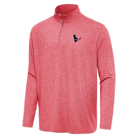 Men's Antigua Heather Red Houston Texans Hunk Quarter-Zip Jacket