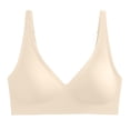 thumbnail image 3 of Swuxness Women's Push Up Wireless Bra, Womens Plus Size Bras, Women Plus Size Solid Color Comfortableable Full Cup Breathable Adjustable Push Up Bra Beige, 32/70ABC, 3 of 5