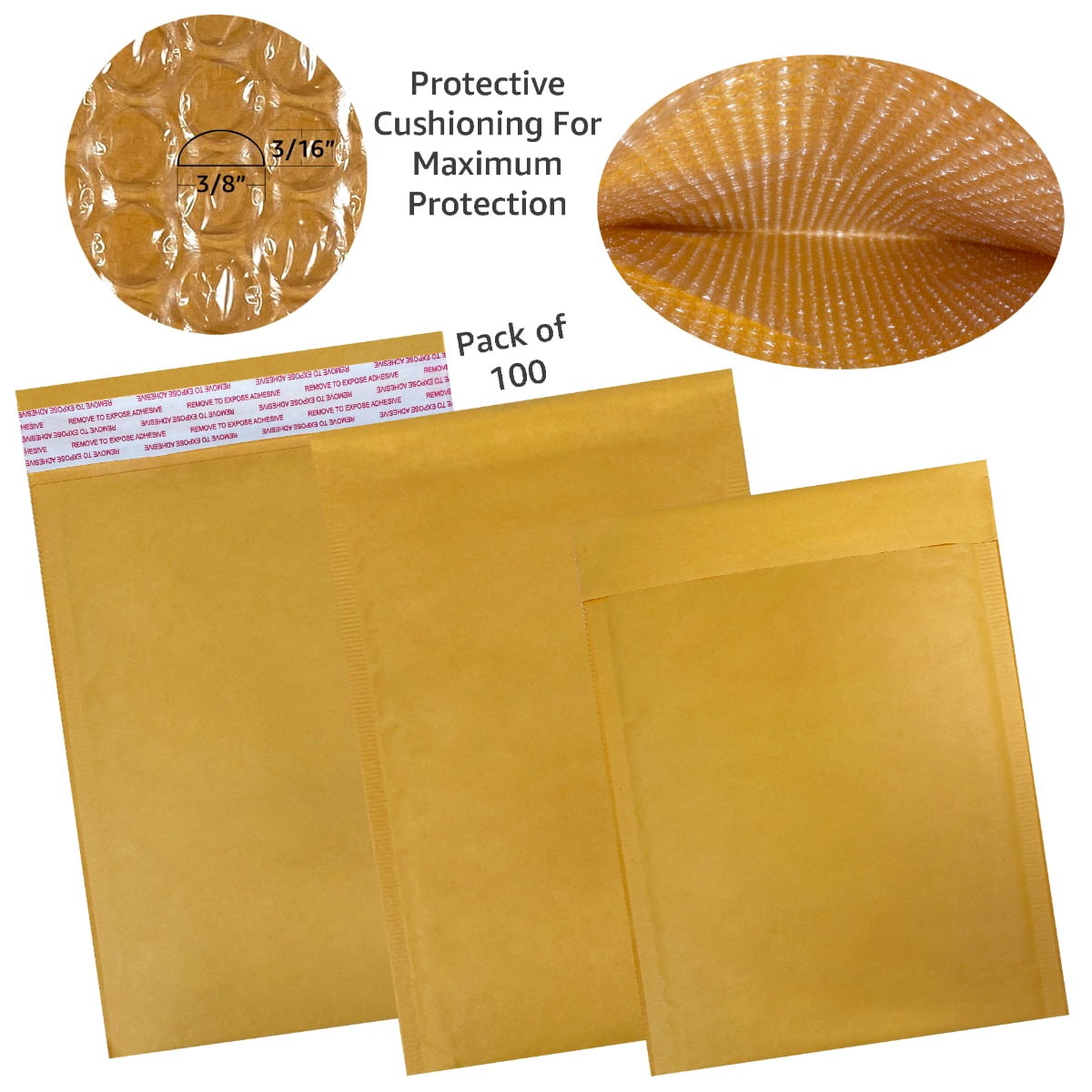 UOFFICE 100 Kraft Bubble Mailers 6x10" #0 Self-Seal Padded Envelopes
