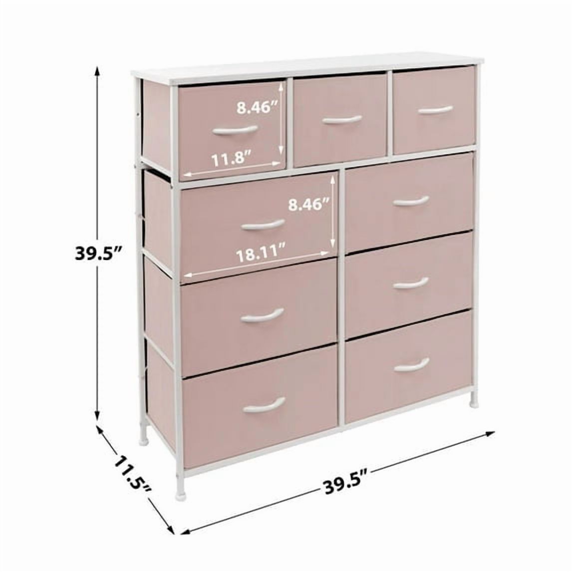 Dresser, Betcozy Storage Organizer with 9 Drawers for Bedroom, Chest of Drawer with Fabric Bins, Sturdy Metal Frame, Wood Top for Closet, Nursery,Pink