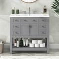 36'' Bathroom Vanity with Sink, Bathroom Sink Cabinet with 6 Drawers and Open Shelf, Single Sink ...