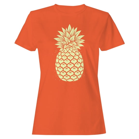 Smartprints Vintage Pineapple Sketch Women's T-Shirt Orange, Cotton, S