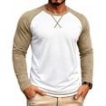 thumbnail image 3 of Men's Long Sleeve Raglan T-Shirt Cotton Blend Pullover Top | Crewneck Solid Athletic Fit Quick Dry Activewear for Casual Daily Gym Workout Running Sports Layering Style | Zenithor,White 3XL, 3 of 8