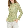 thumbnail image 5 of INSPIRE CHIC Women's Crochet Lace See Through Floral Ruffle Neck Blouse L Green, 5 of 8