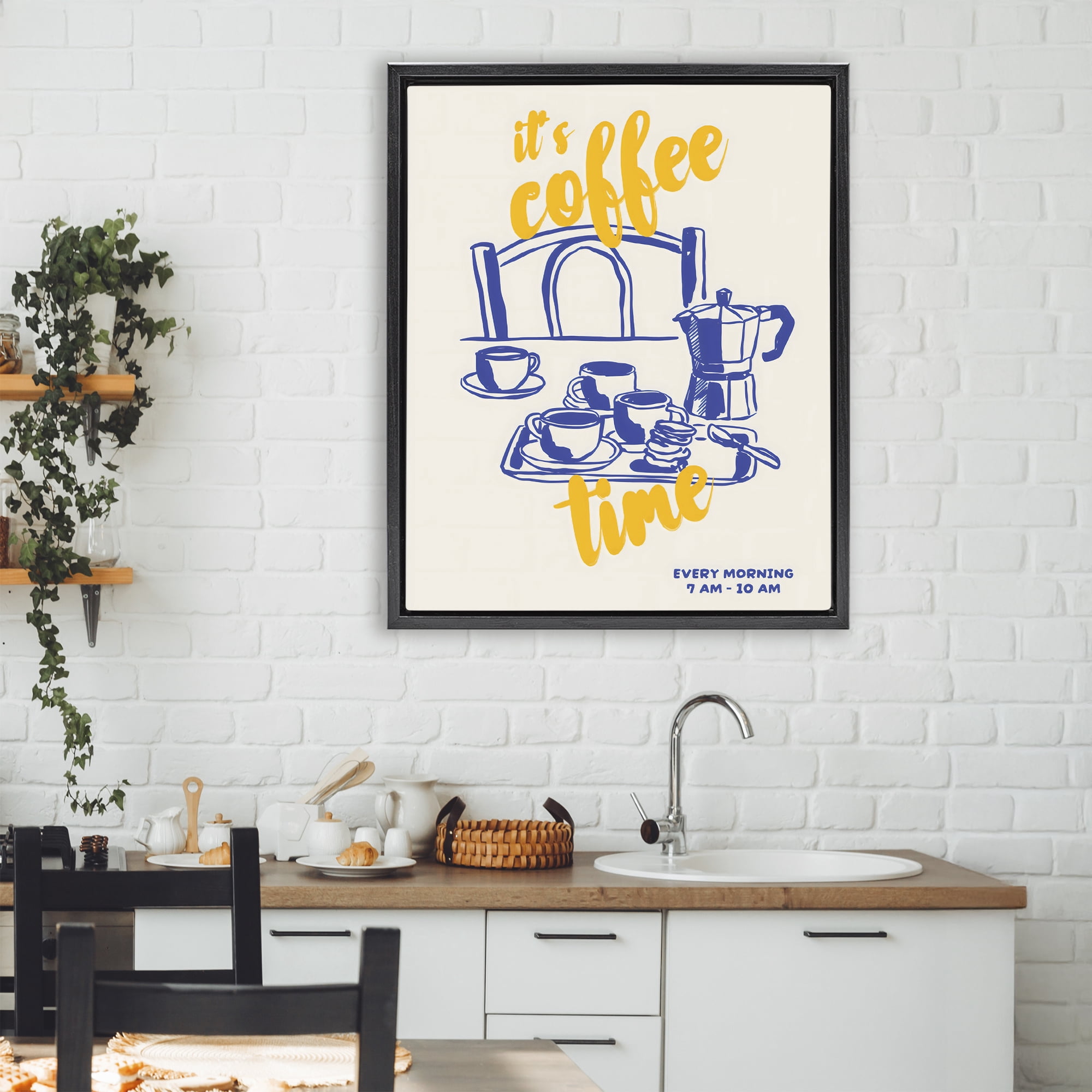 Stupell Industries It's Coffee Time Breakfast Ritual Black Framed Floater Canvas Wall Art, design by The Prints Vibe