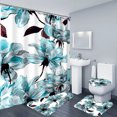 thumbnail image 2 of BSHAPPLUS Shower Curtain Set 71x71 inch Floral Shower Curtain Waterproof Shower Curtain with Bathroom Rug Toilet Lid Cover Mat Toilet U Shaped Rug and with 12 Hooks, 2 of 13