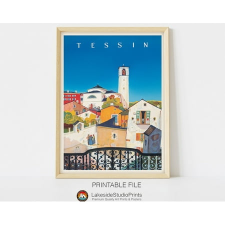 Tessin Vintage Travel Poster, 8x12 UNFRAMED