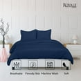 thumbnail image 3 of ROYALE Navy Duvet Cover Queen Size - Washed Duvet Cover Set, 3 Piece Double Brushed Duvet Covers with Button Closure - 1 Duvet Cover 90x90 inches and 2 Pillow Shams - Comforter Cover, 3 of 8