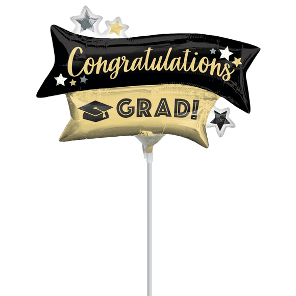 14" Black & Gold Grad Banner
