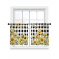 thumbnail image 7 of Sunflower Sheer Curtains 45 Inch Length 2 Panels Set, Summer Eucalyptus Botanical Floral Black Plaid Voile Window Treatment Rod Pocket Small Kitchen Curtains Drapes for Bedroom 52"x45"x2, 7 of 7
