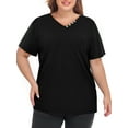 thumbnail image 4 of WellSize Plus Size Blouses for Women Button Tunic Tops V Neck Short Sleeve Summer Shirts, 4 of 8