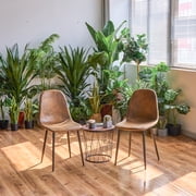 FurnitureR Mid Century Modern Set of 4 Reception Chairs, Industrial Upholstered Chairs with Metal Legs for Office, Lobby, or Waiting Room, Easy Assemble, Brown