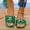 Army Green, variant on Sandals for Women Square Open Toe Slides Women Dressy Summer Flat Beach Cute Ladies Leather Casual Shoes with Golden Chain Orange 10(44)