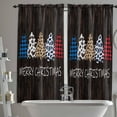 thumbnail image 3 of Black Christmas Tree Kitchen Curtains 84 Inch Length, Farmhouse Curtains & Drapes, Xmas Tree Leopard Plaid Rod Pocket Window Curtains for Living Room/Bedroom/Bathroom, 52" x 84", 2 Panels, 3 of 4
