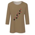 thumbnail image 4 of ICHUANYI Women's Crew Neck 3/4 Sleeves Tops Fashion Print T-shirt Casual Shirts, 4 of 4