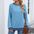 thumbnail image 5 of Ounisa Sweatshirts for Women Crewneck Long Sleeve Loose Fit Tops Color Block Ribbed Trim Fashion 2025, 5 of 8